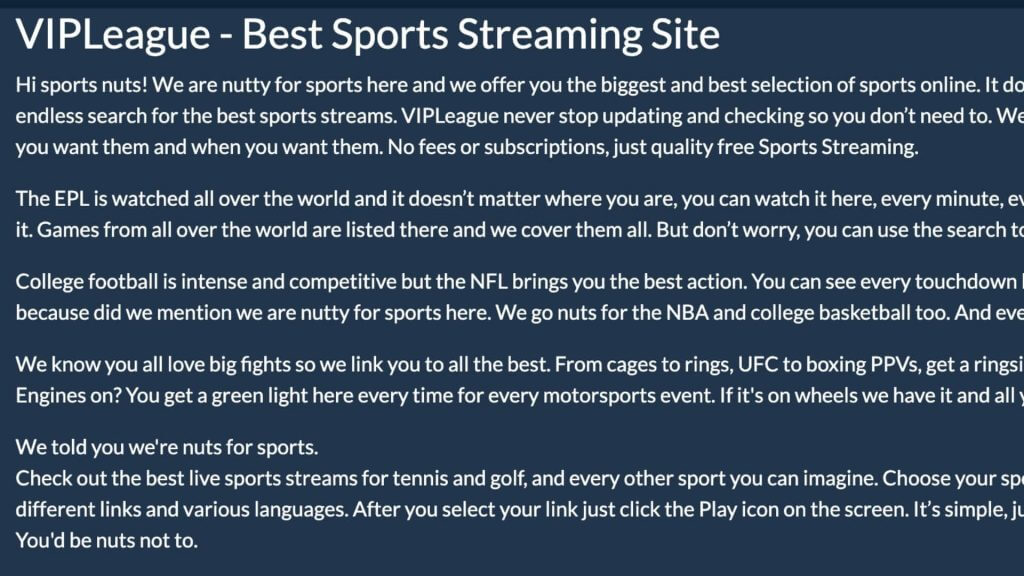 Vipleague Sports Streaming Sites & Alternatives Guide 2022